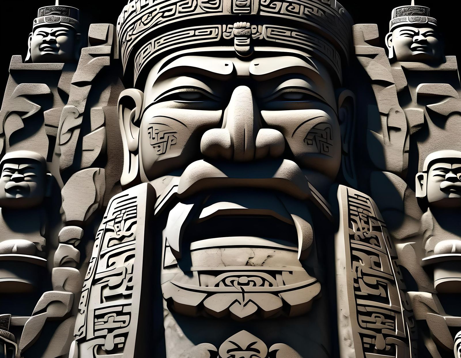 Majestic Granite Totem to Genghis Khan: Digital Render