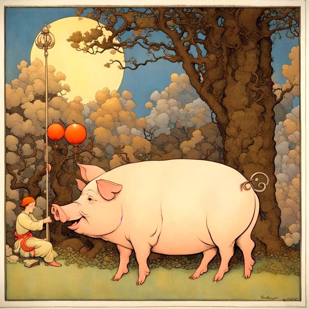 Year of the Pig in Golden Age Style