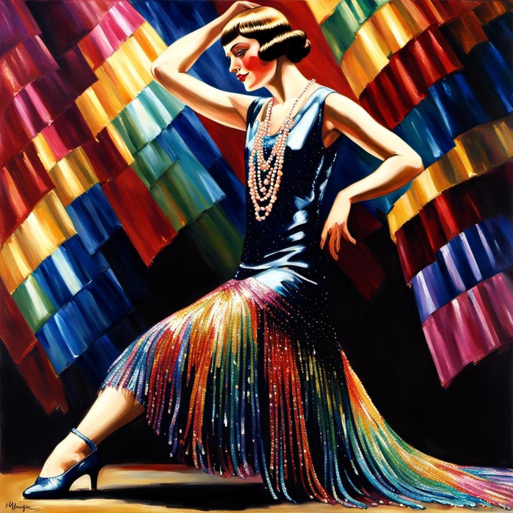 Shimmering 1920s Charleston Dress in Photorealism