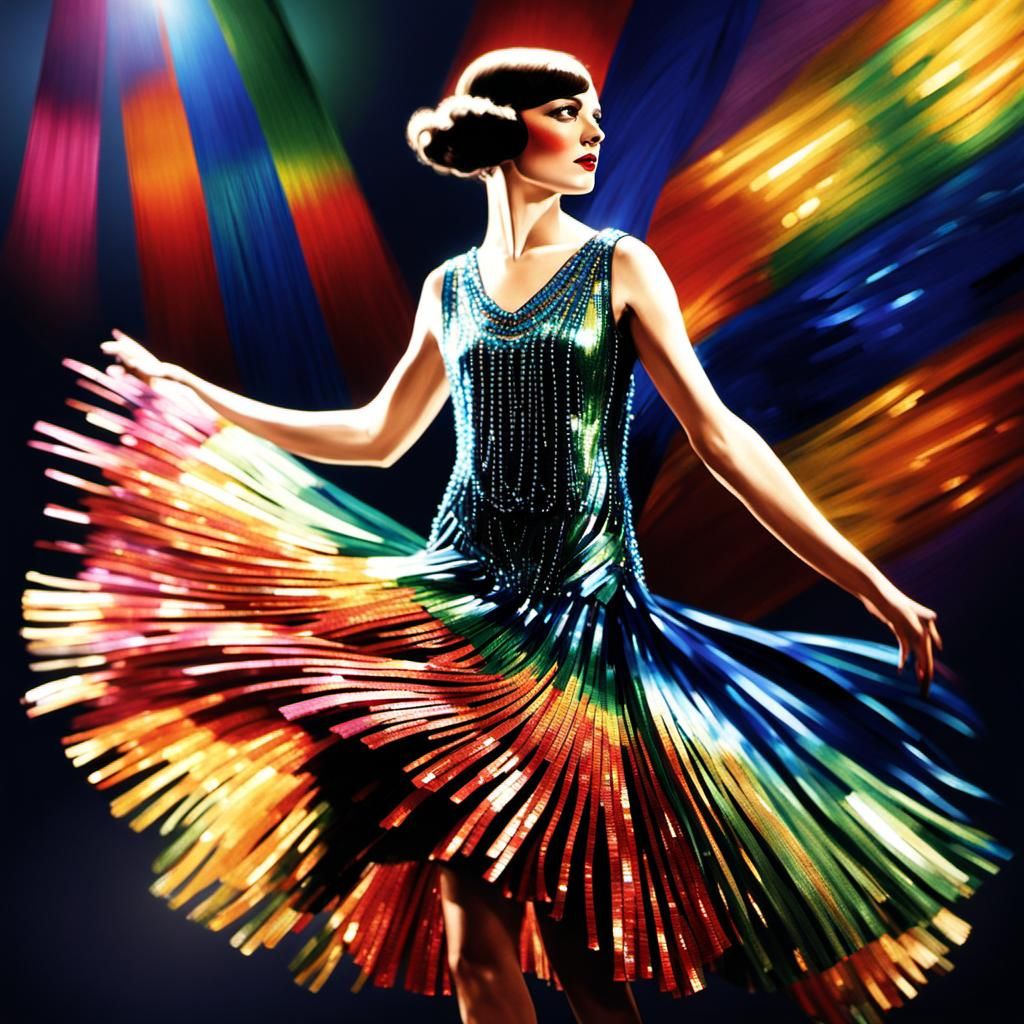 Flapper in Iridescent Charleston Dress on Stage