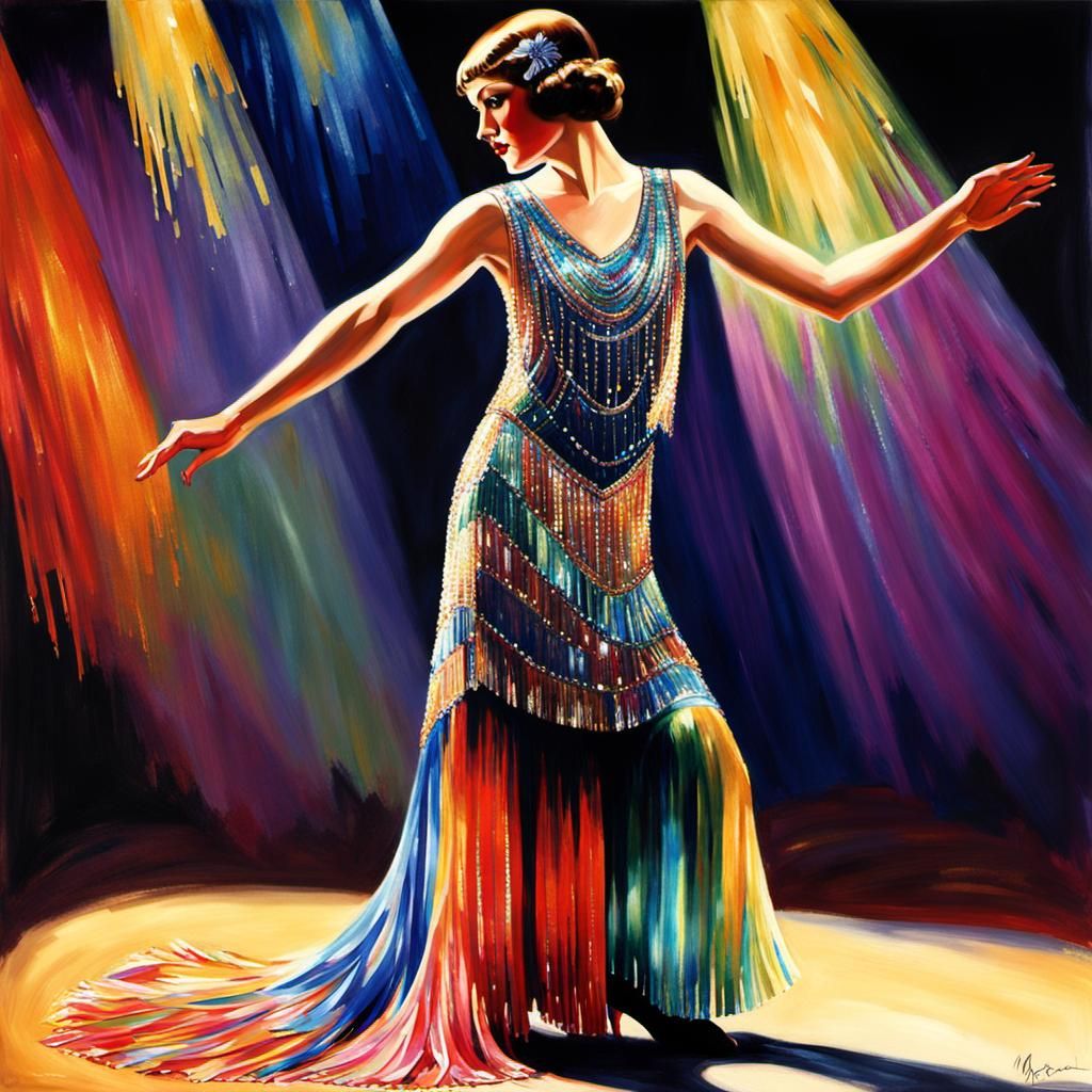 Shimmering Iridescent 1920s Charleston Dress