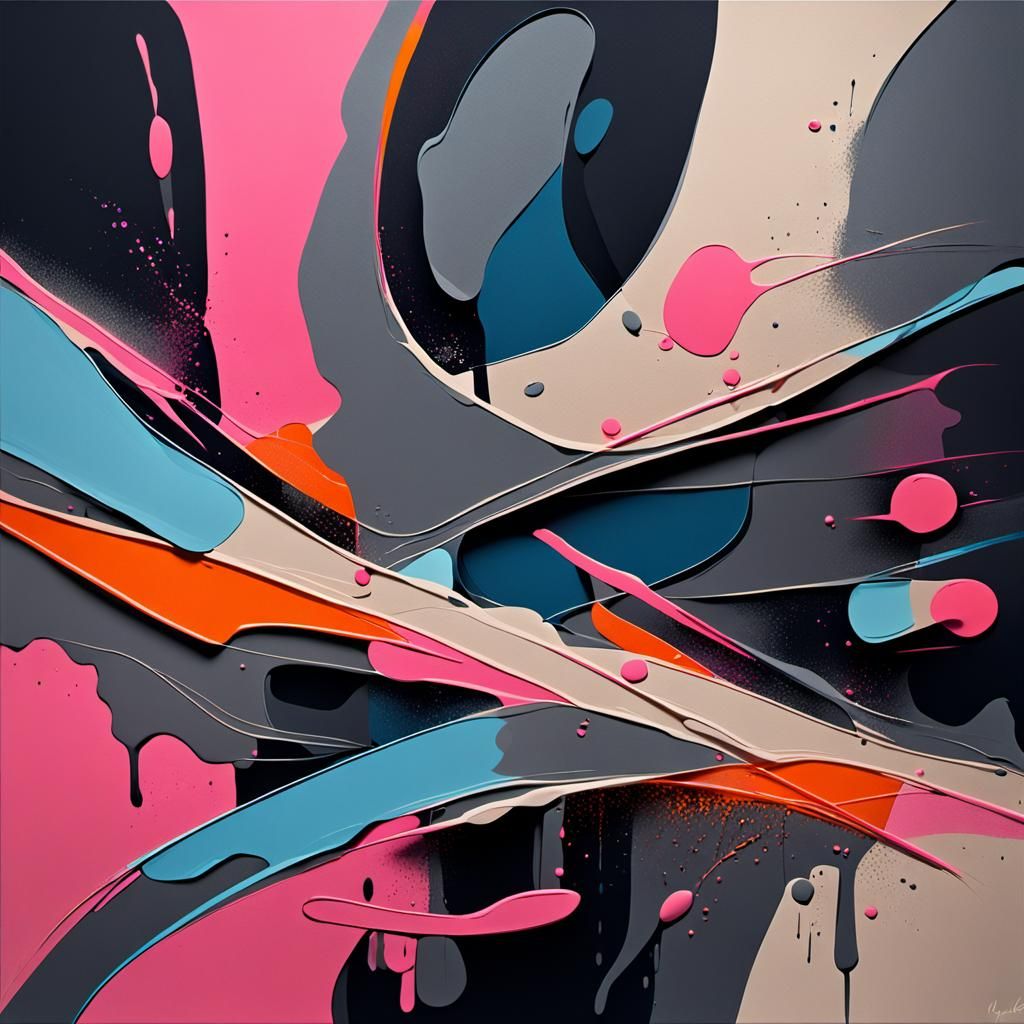 Abstract Expressionism with Neon Accents in 8K