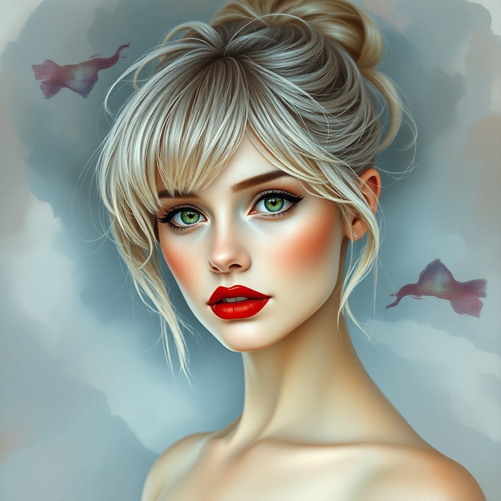 Whimsical Lady in Dreamy Watercolour