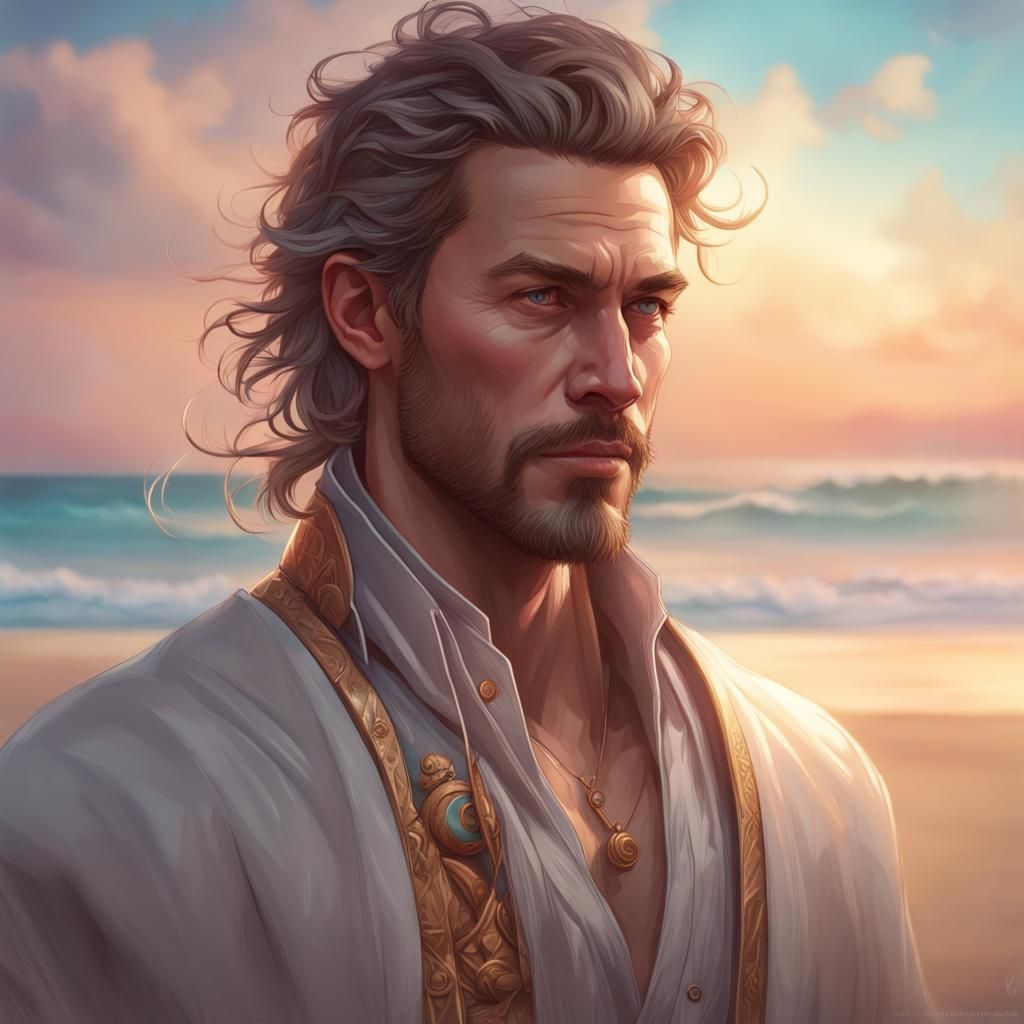 New Year Beach Celebration: Detailed Portrait