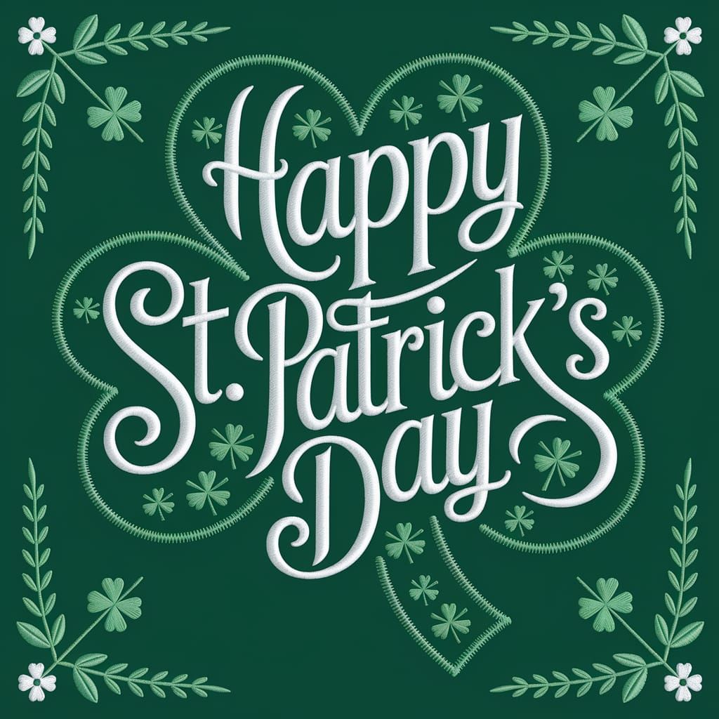 Vibrant Shamrock Embroidery Celebrating St. Patrick's Day