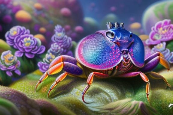 Intricate Crab Illustration: Renaissance and Japanese Art