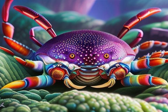 Detailed Scientific Illustration of a Beautiful Crab