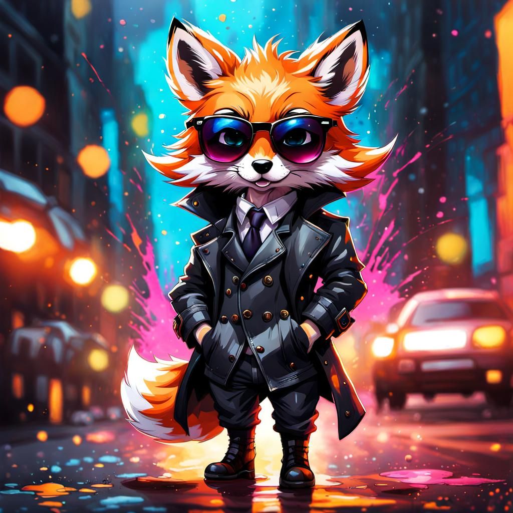 Chibi Furry Fox in Trench Coat, a Speedpaint