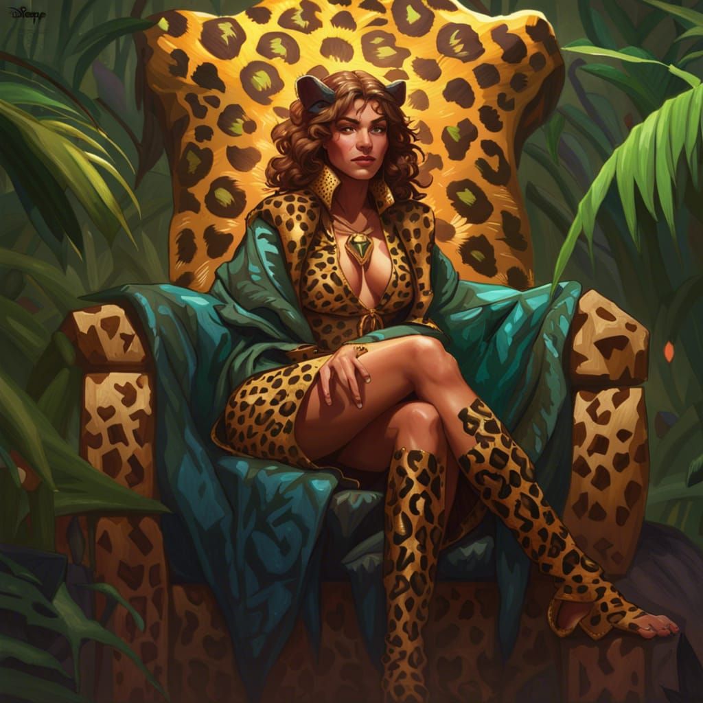 Majestic Jungle Queen Portrait in Graffiti Art Style