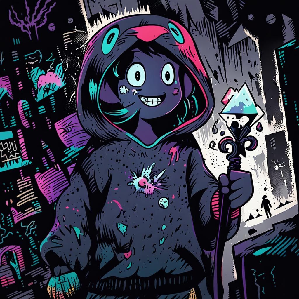 Alien in Seoul Ruins: MFKZ Style Illustration