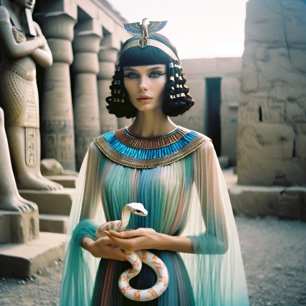 Ancient Egyptian Goddess Adorns Temple with Enchanted Cobra