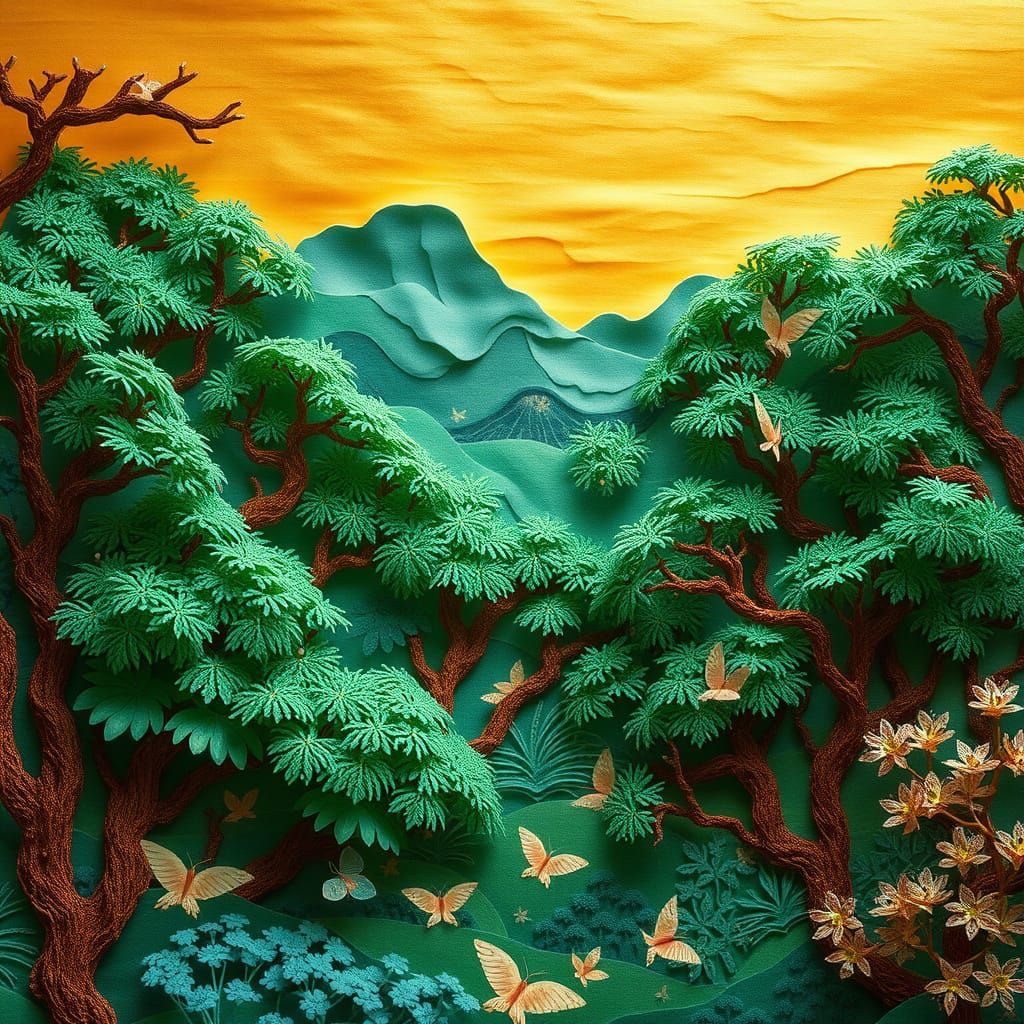 Lush Silk Forest in Golden Light