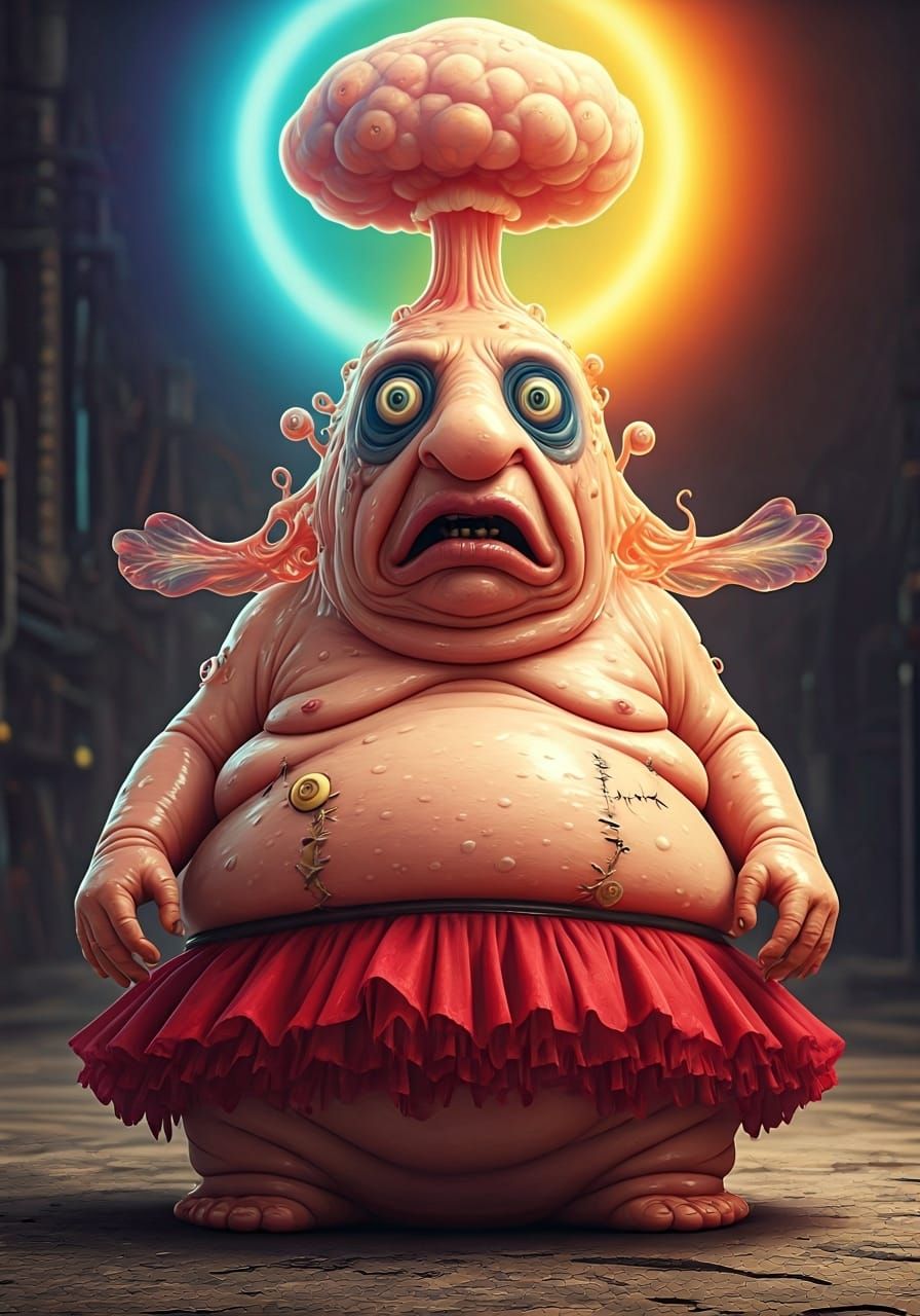 Dystopian Blobfish OctoBorg in Gritty Landscape