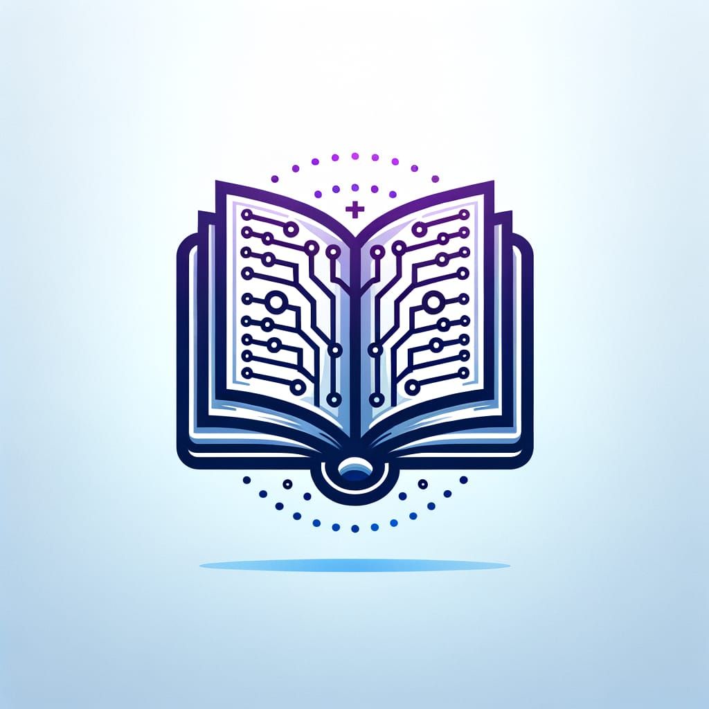 LEXIME Vocabulary App Logo: Open Book with AI Circuits