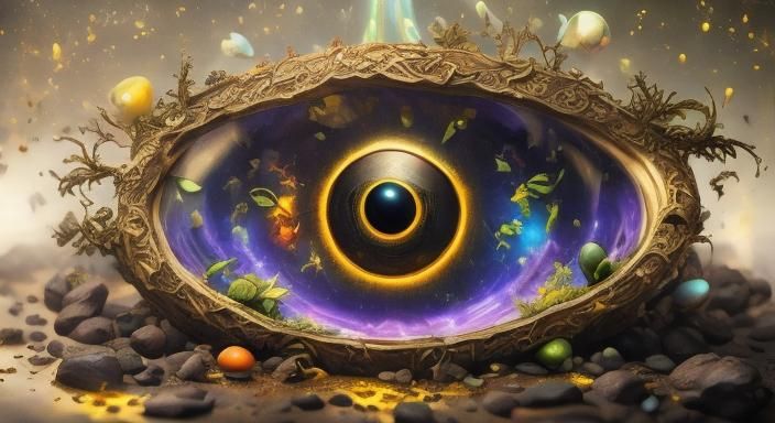 Dark Fantasy Easter Greeting Card with Eggs and Flowers