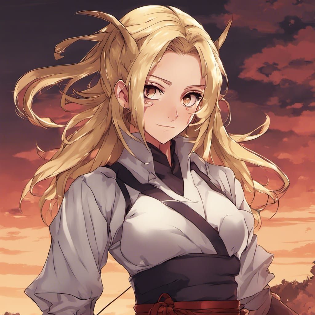 Blonde Demon Slayer in Anime Style