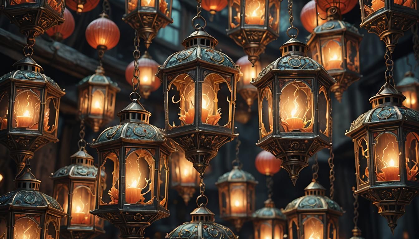 Surreal Lanterns in a Fantasy Liminal Space
