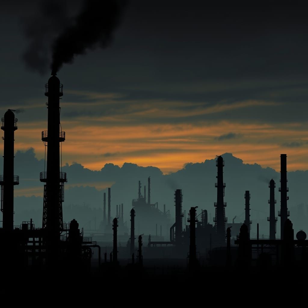 Gritty Industrial Dystopia at Dusk
