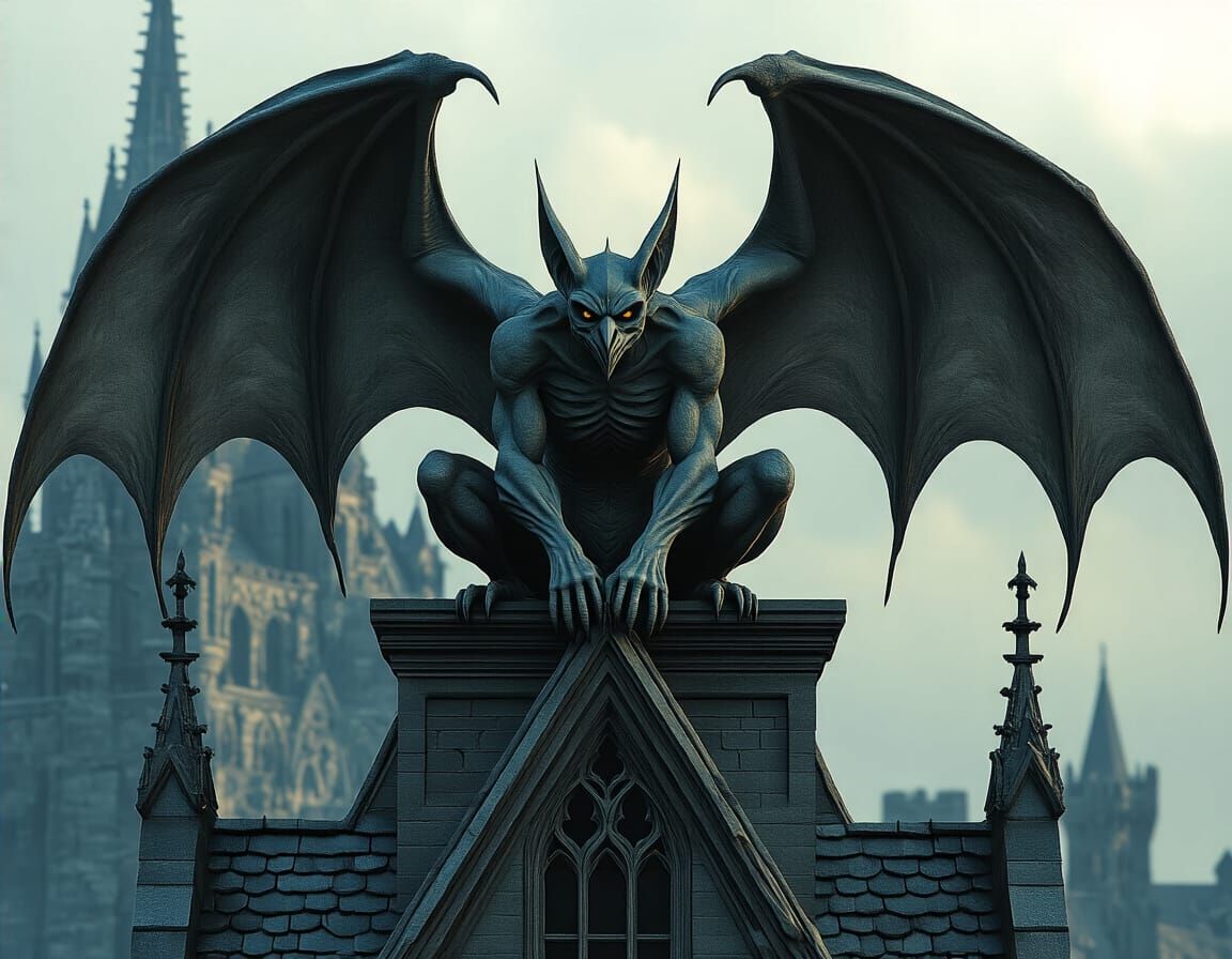 Gargoyle Guardian of Gothic Castle: Digital Art