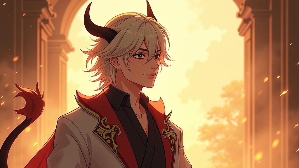 Regal Wight with Platinum Hair and Demonic Features