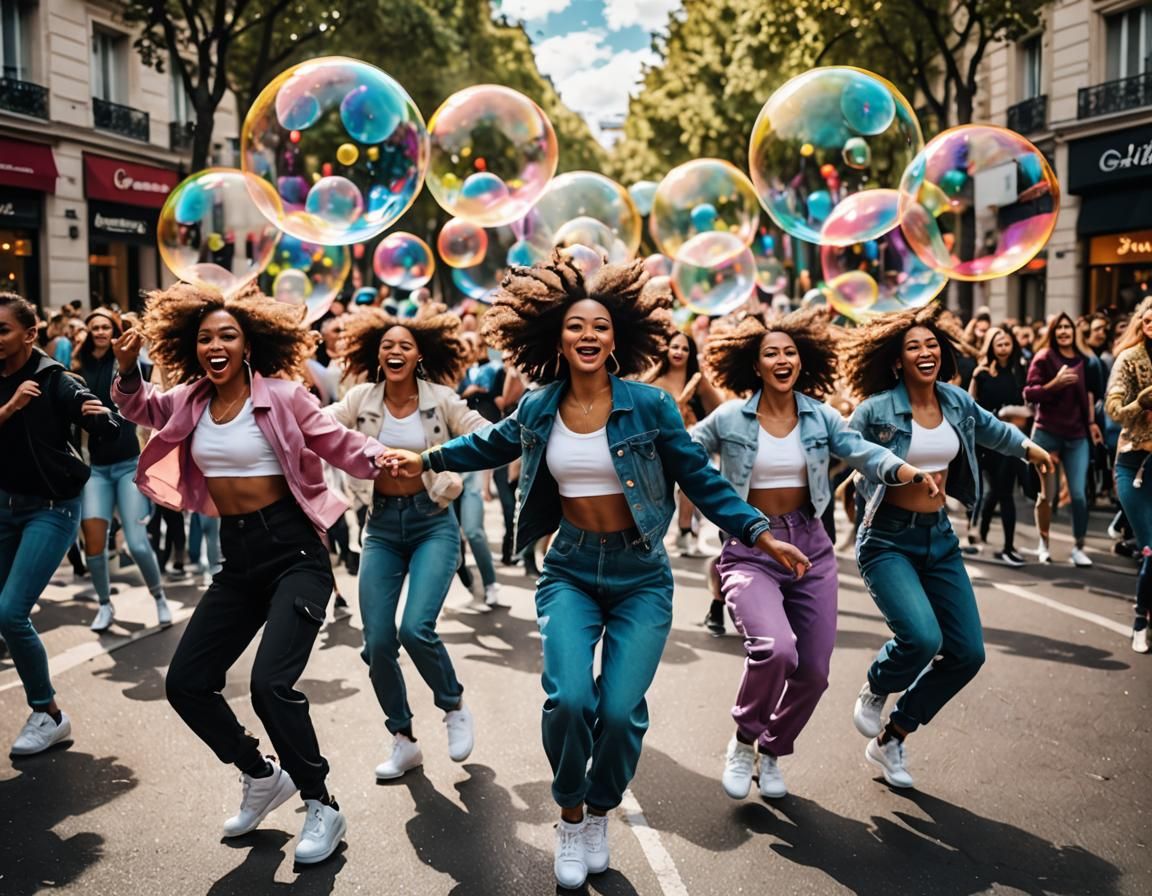 Dynamic Street Dance Mob on Champs Elysees