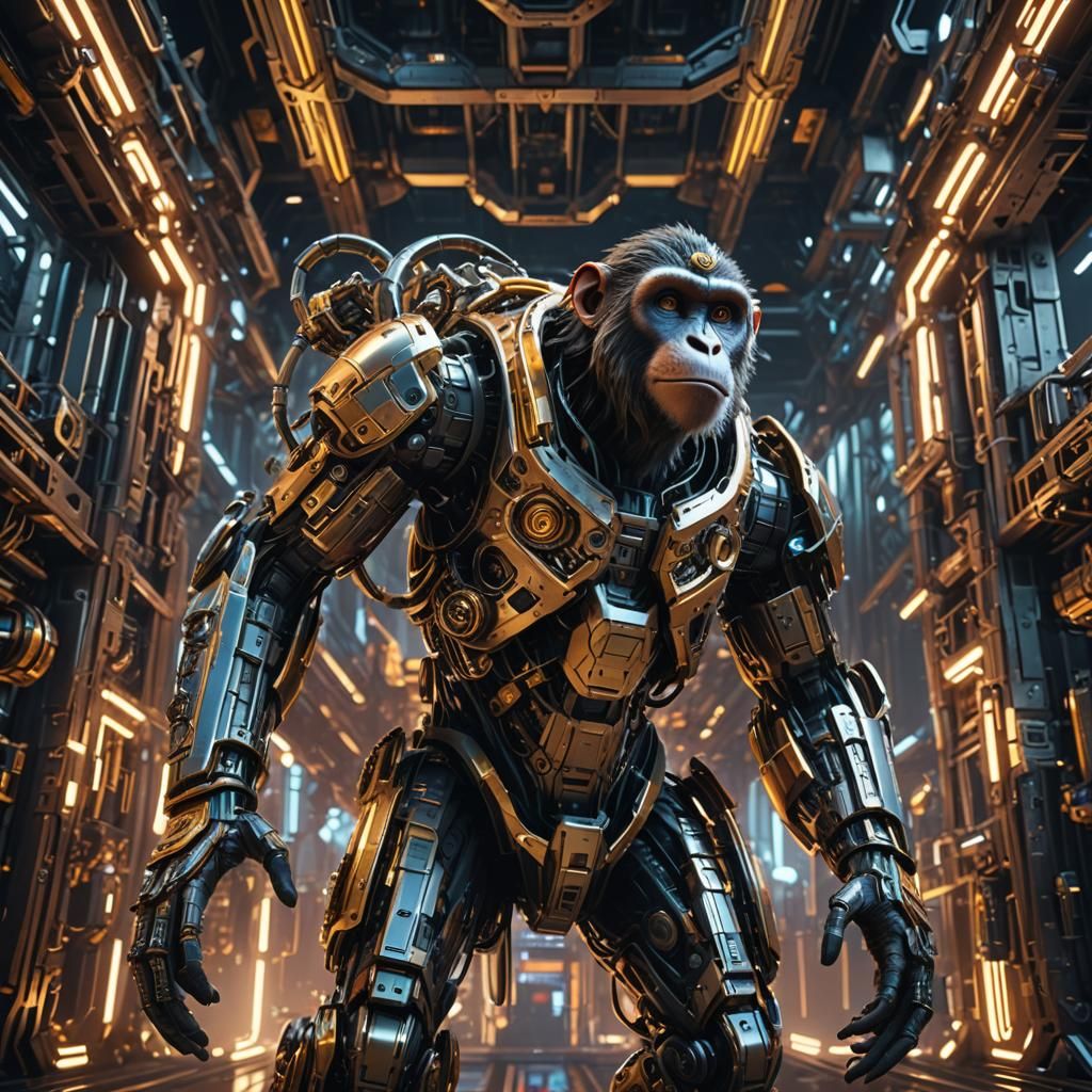 Monkey Among Mech: Cinematic Sci-Fi Art
