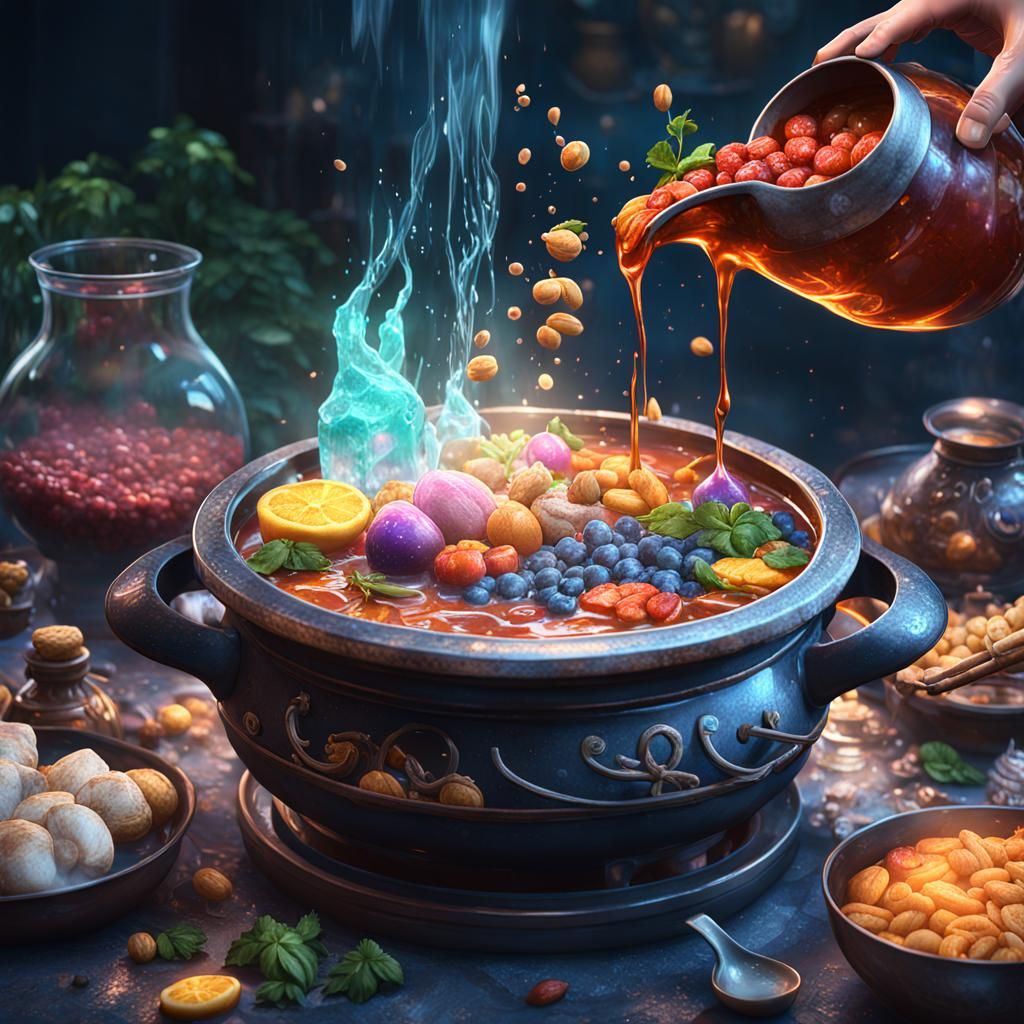 Fantastical Magical Potion Hotpot in Detailed Digital Painti...