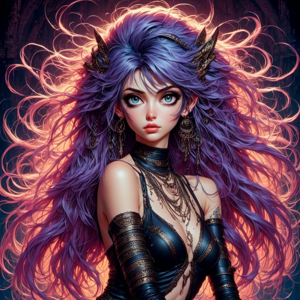 Mysterious Tattooed Goddess in Boho Style