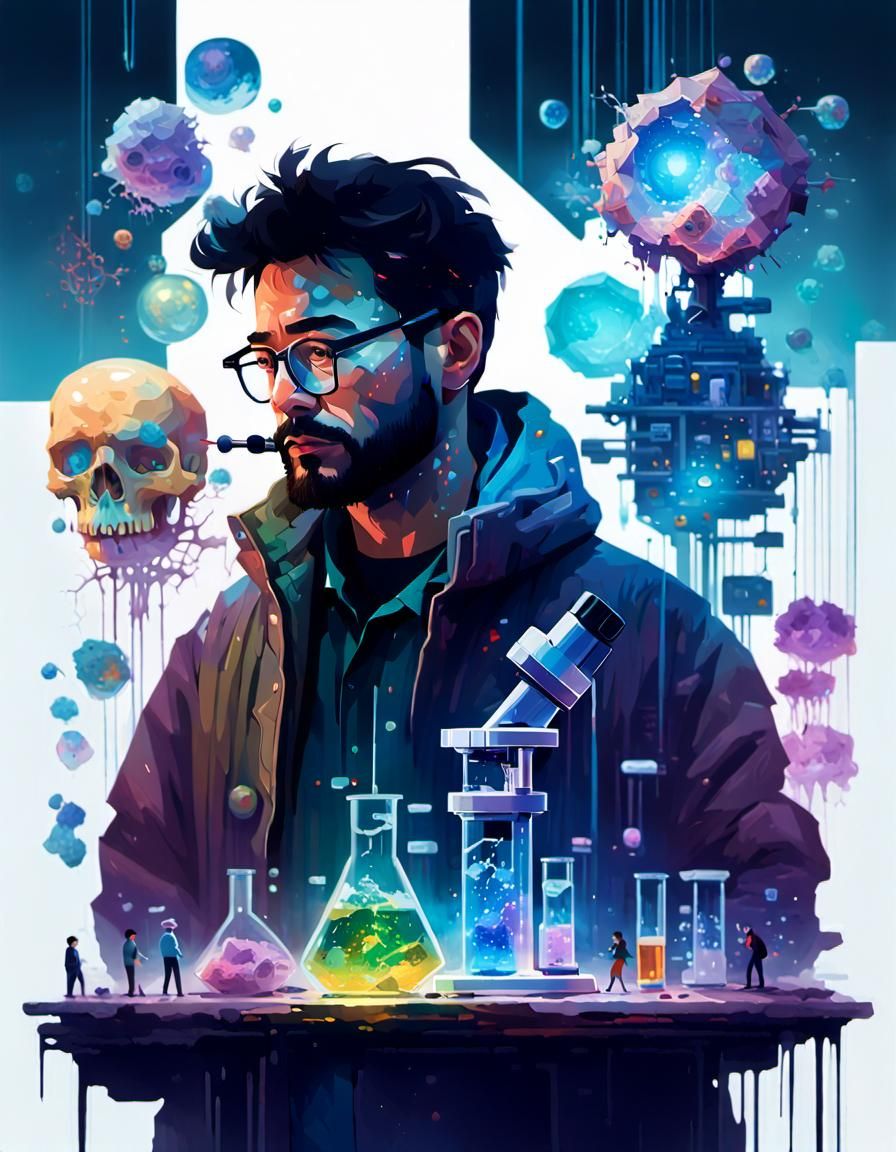 Human Genome Project: Vaporwave Dark Haze Portrait