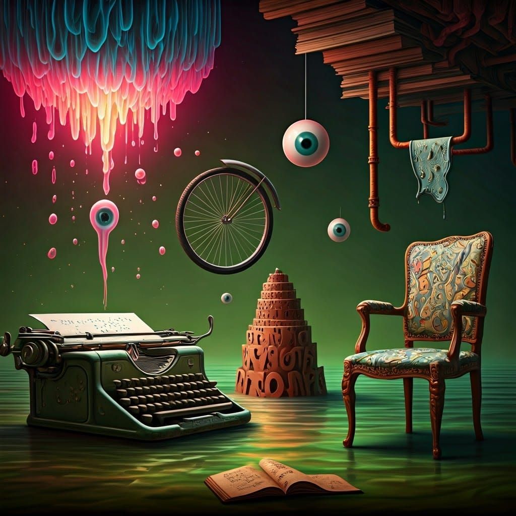 Surreal Absurdist Scene in Collage Style with Impossible Obj...