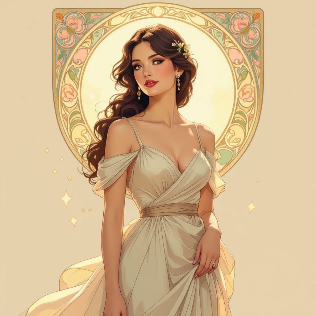 Elegant Woman in Art Nouveau Style