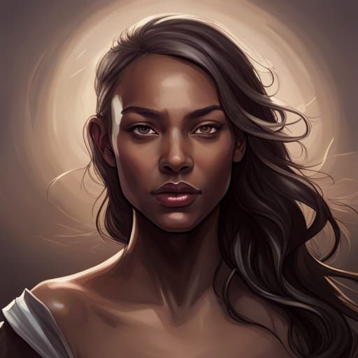 Medieval Brown Skin Woman Portrait, Hyperdetailed Art