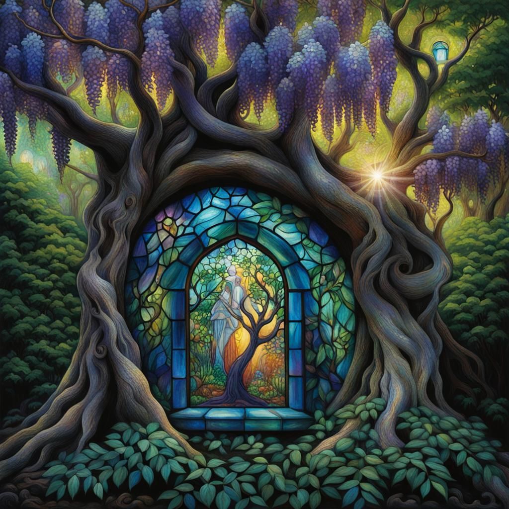 Iridescent Home in Ancient Tree, Astral Art
