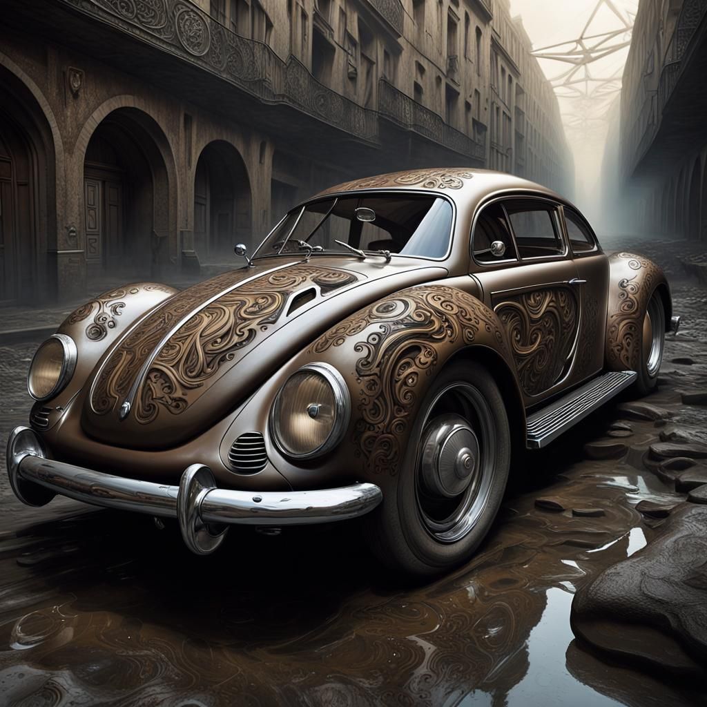 Futuristic Vehicle in Escher and Giger Style