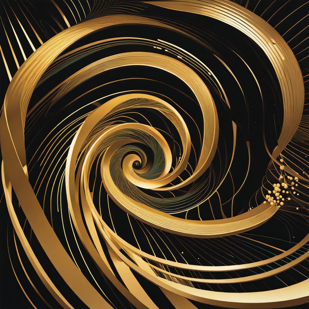UV Painting: Golden Fibonacci Spiral in Inkpunk Style