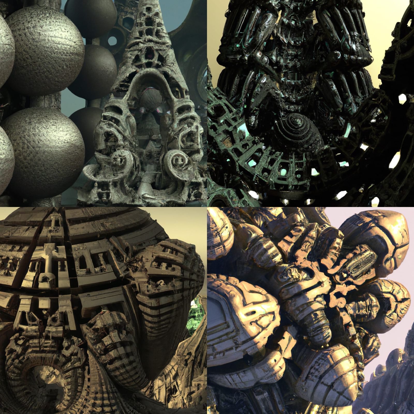 Mandelbulb Fractal Spaceship Planet Digital Illustration
