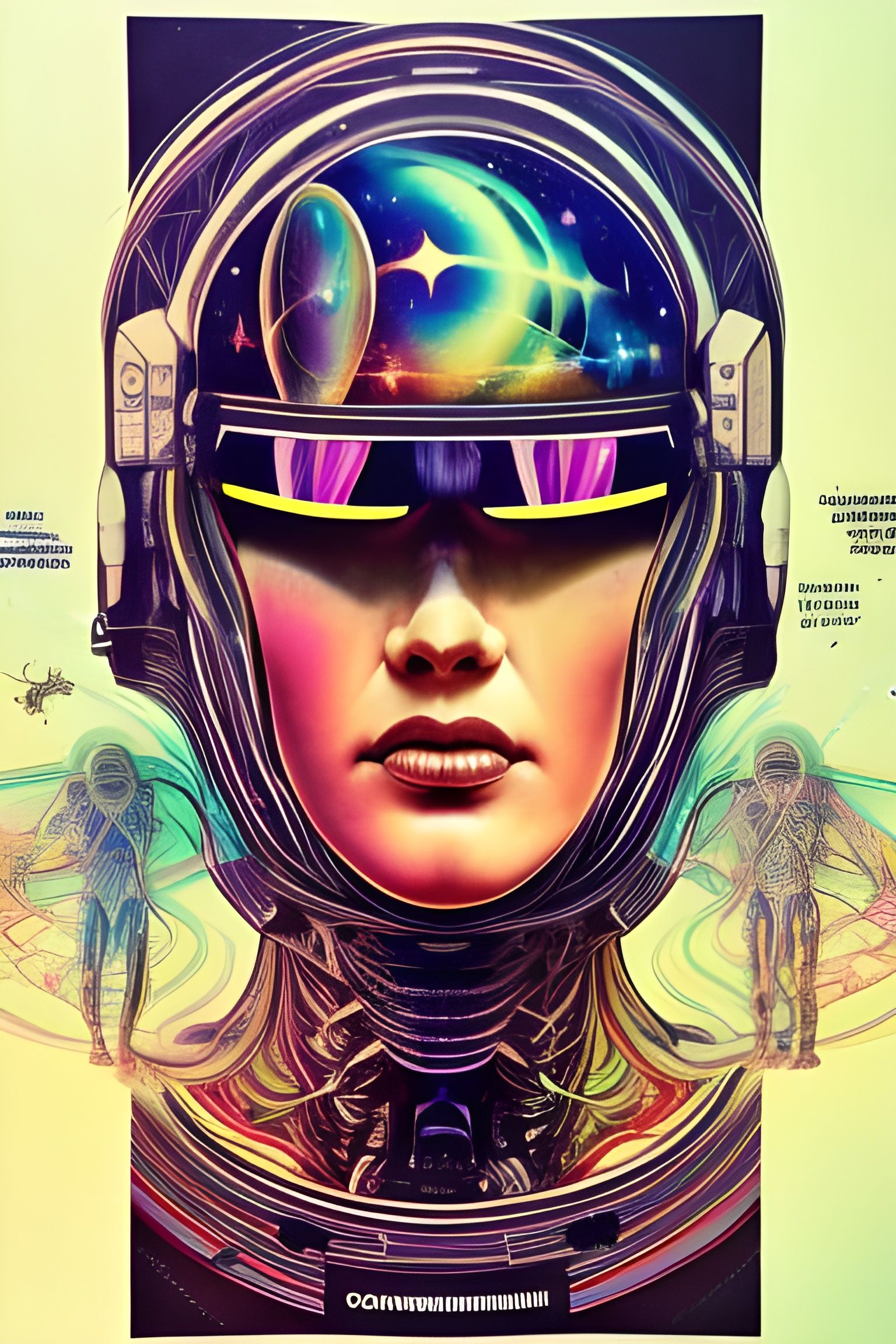 Psychedelic Cosmic Astronaut Portrait in Detailed Digital Ar...