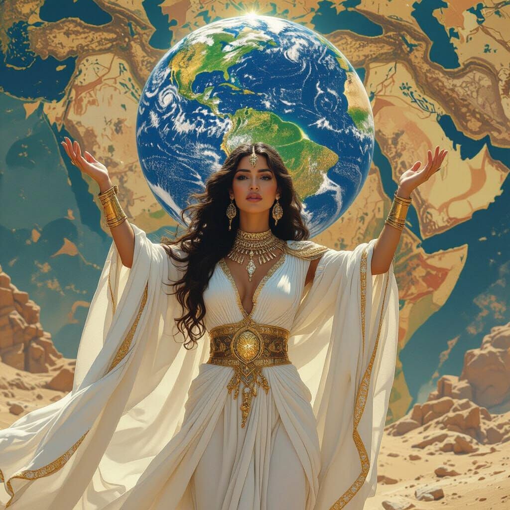Ishtar Holding Earth: Detailed Matte Painting