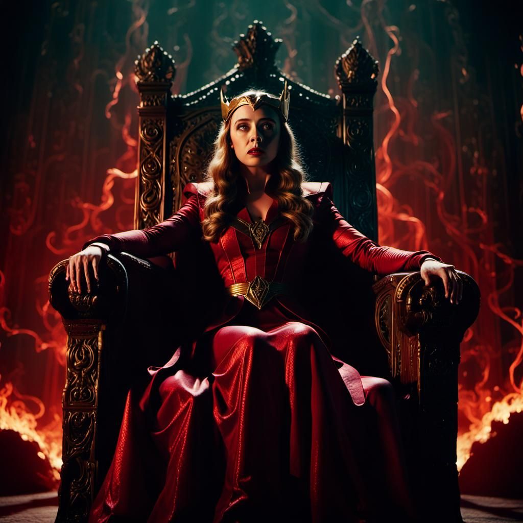 Scarlet Witch on Throne with Dark Magic