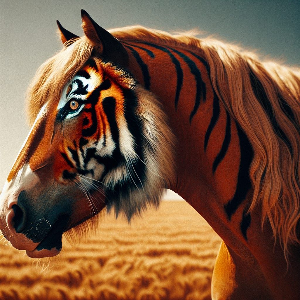 Clydesdale Horse Transformed with Tiger Stripes