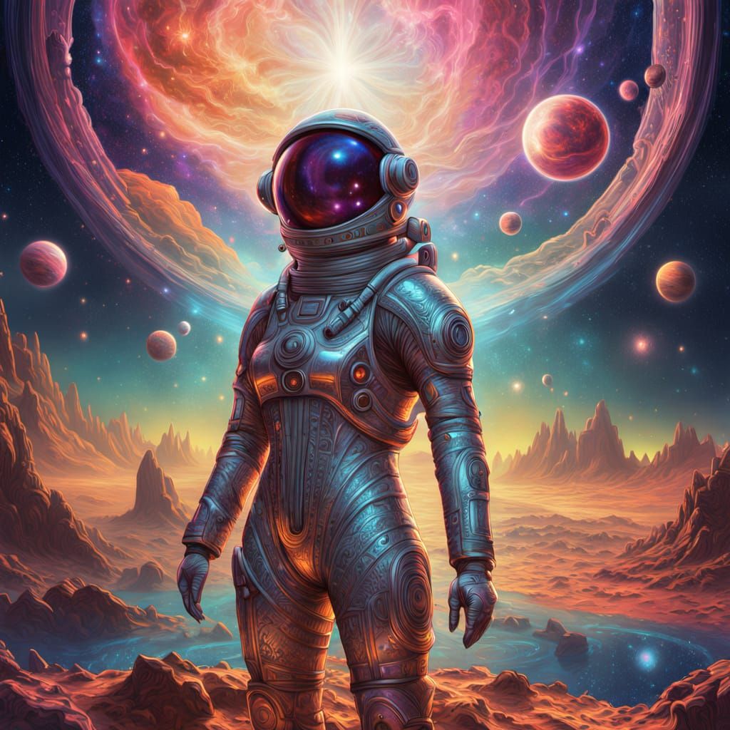Astronaut on Alien Planet in Sci-Fi Style
