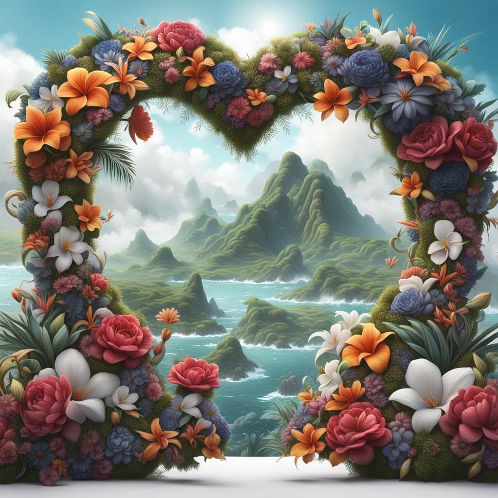Malama the Aina Floral Backdrop in Digital Art