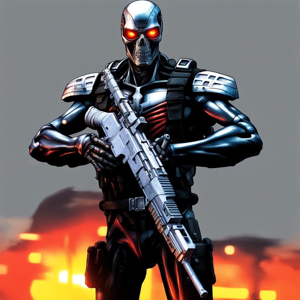 Terminator Future War Iron Skeleton with Energy Weapon