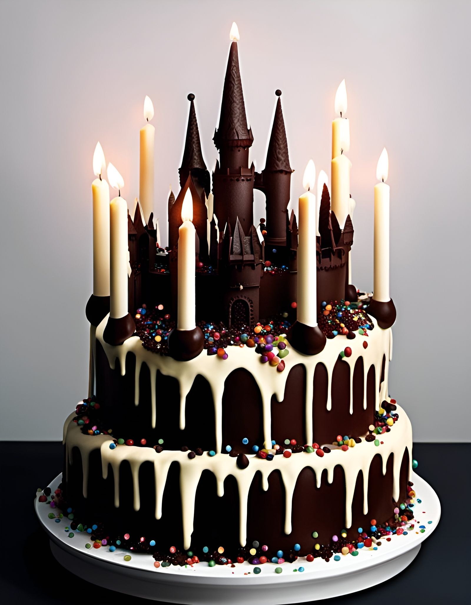 Eerie Dark Chocolate Castle Birthday Cake
