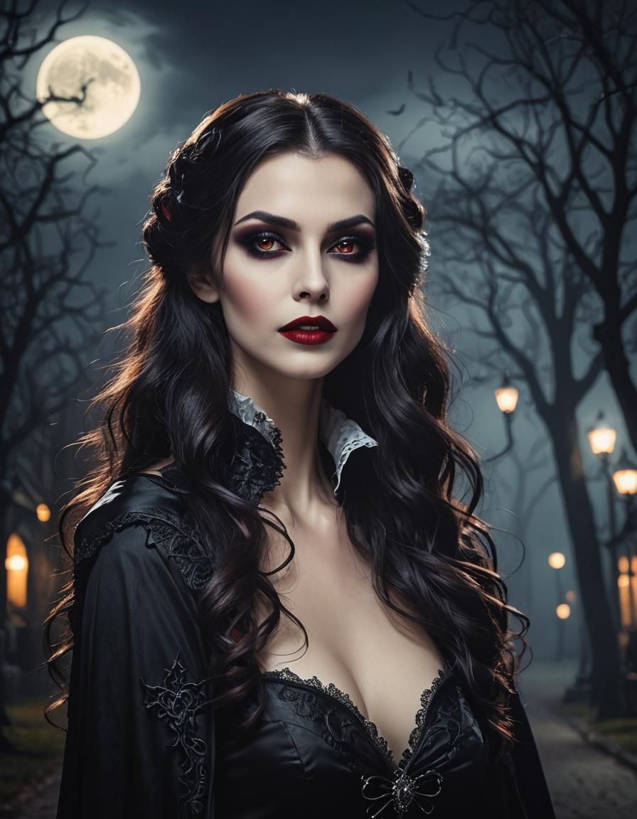 Vampire Woman Portrait in Gothic Style