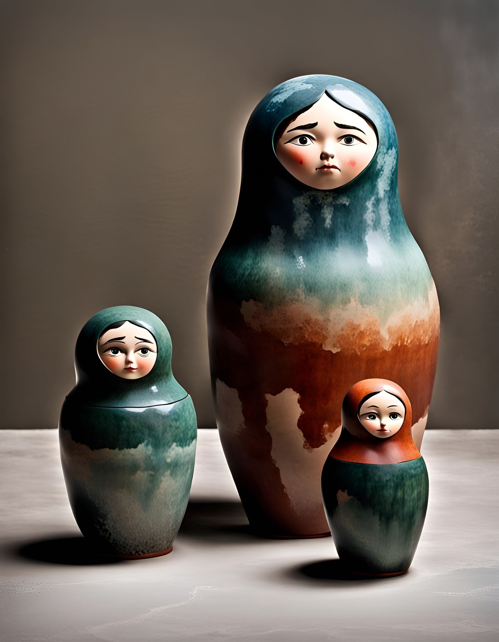 Brooding Terracotta Warriors in Glazed Style