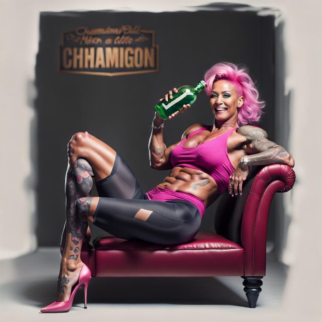 Ripped Female Bodybuilder in Shopping Mall Portrait