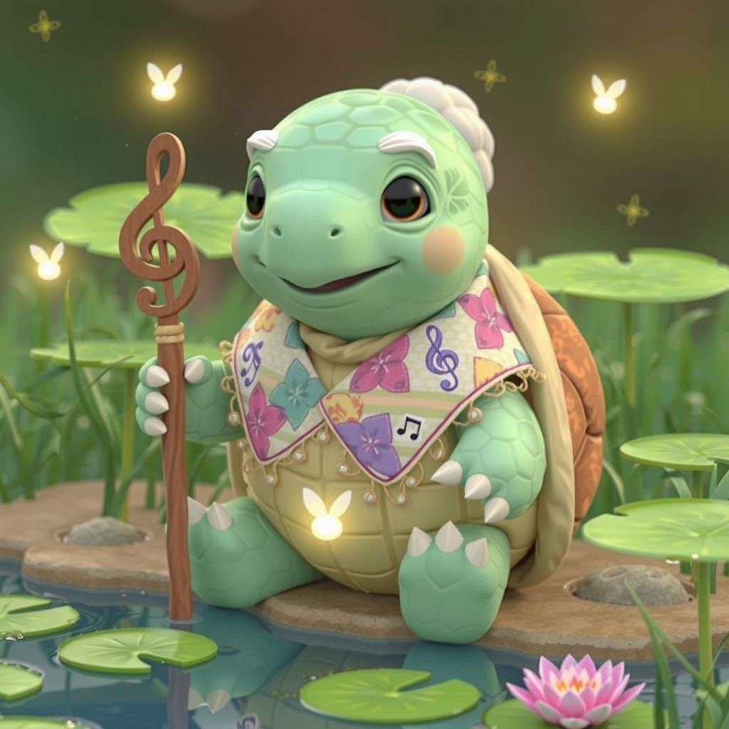 Wise Turtle Elder with Musical Shawl