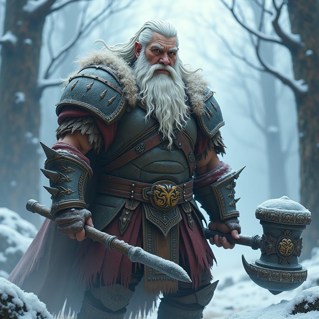 Nordic Dwarf Warrior in a Fantasy Realm