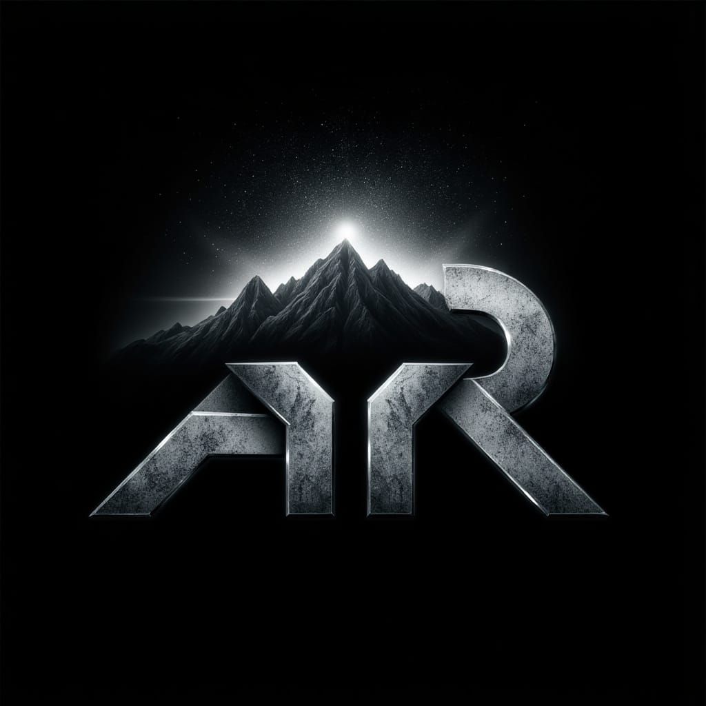 Futuristic AR Logo with Metallic Mountains